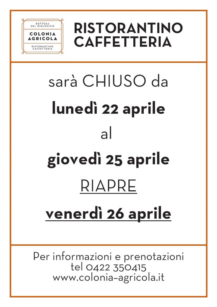 chiusura pasqua Ristorantino